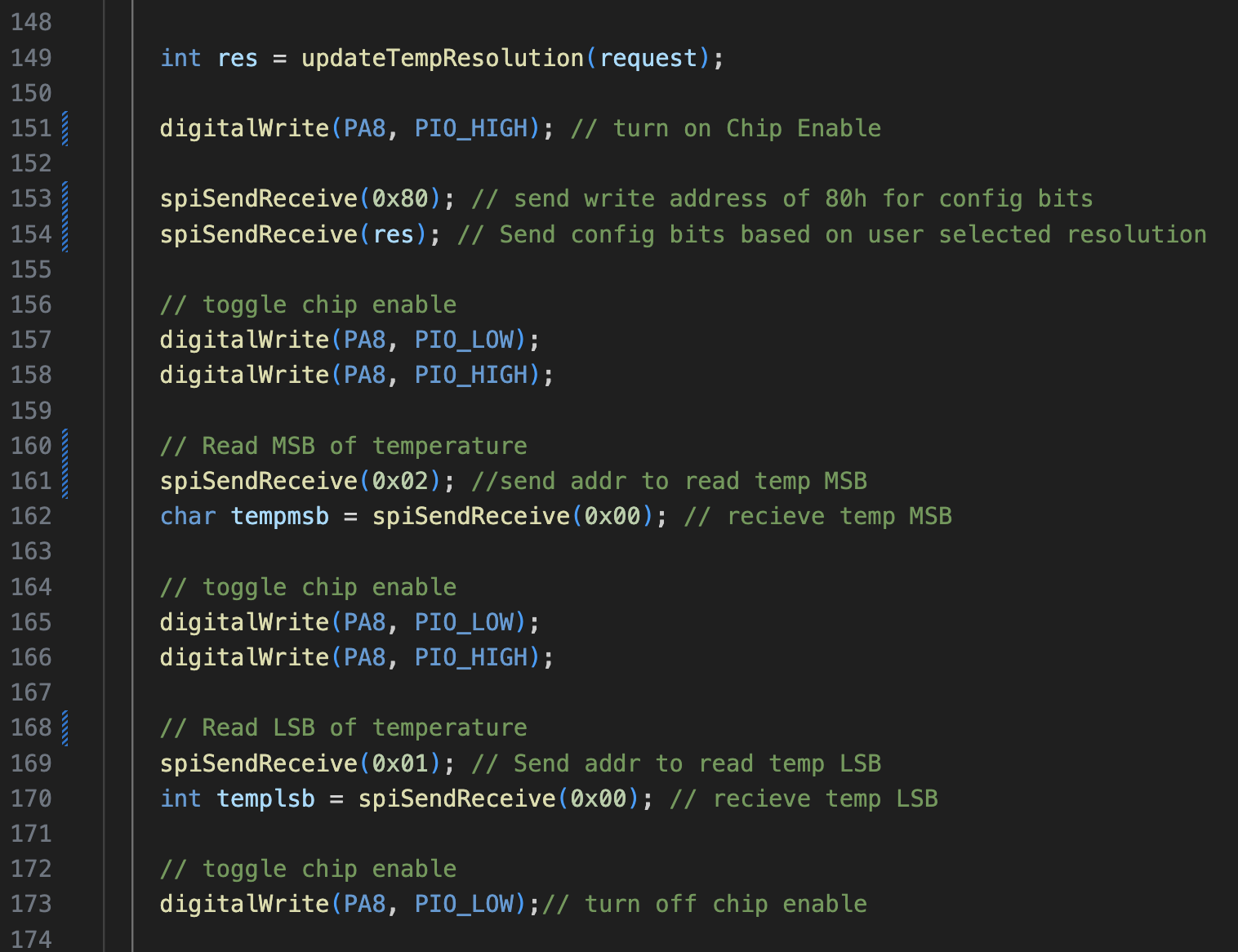 SPI Interaction with Temperature Sensor