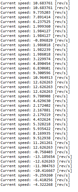 Readings of motor speed